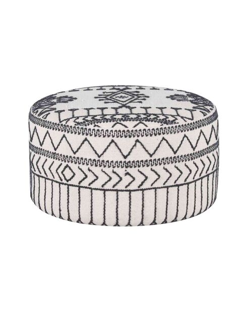 Pouf tribal rond 90 cm Acacia M&M offer Gris argent - 90x90x45 cm