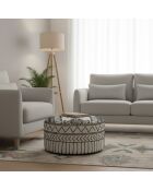 Pouf tribal rond 90 cm Acacia M&M offer Gris argent - 90x90x45 cm