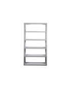 Étagère ouverte 5 niveaux en acacia massif et plaquage Gris argent - 120x55x220 cm