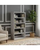 Étagère ouverte 5 niveaux en acacia massif et plaquage Gris argent - 120x55x220 cm