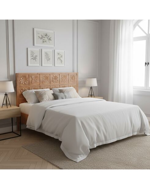 Tête de lit king size sculptée 180 cm Manguier Sculture Beige - 185x4x125 cm