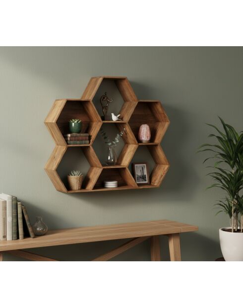 Petite étagère hexagonale Mango M&M offre Marron - 130x30x113 cm
