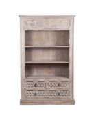 Carved Bookcase Mango Wood Beige - 120x40x190 cm