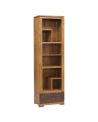 Petite bibliothèque bois sculpté bicolore 1T Acacia Maya Naturel - 60x40x200 cm