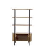 Étagère 2 portes plateau marbre blanc Manguier Kfir II Naturel - 95x40x170 cm