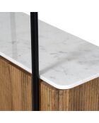 Étagère 2 portes plateau marbre blanc Manguier Kfir II Naturel - 95x40x170 cm