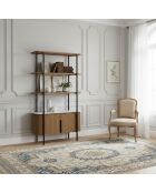 Étagère 2 portes plateau marbre blanc Manguier Kfir II Naturel - 95x40x170 cm