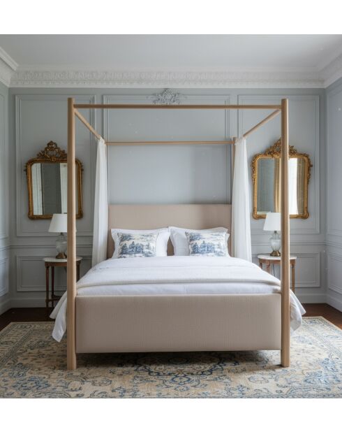 Lit à baldaquin 160 Mango Matan Beige - 173x213x213 cm