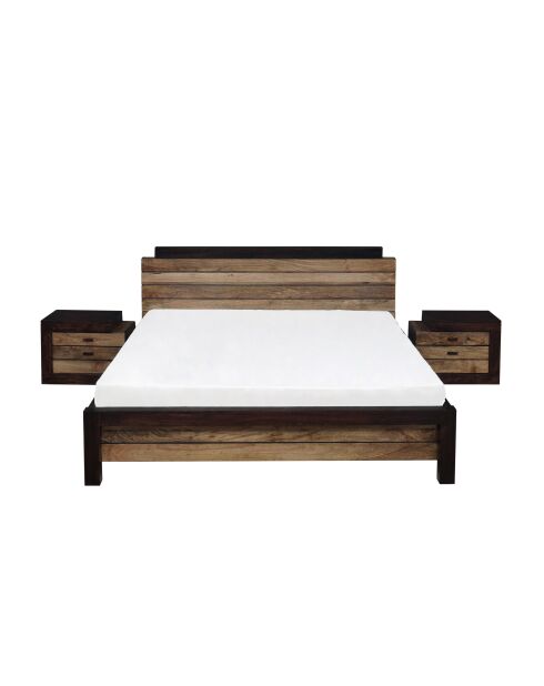 Lit 160 bois massif bicolore Manguier Herods Marron - 170x214x86 cm