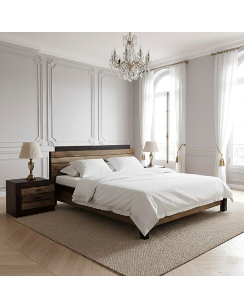 Lit 160 bois massif bicolore Manguier Herods Marron - 170x214x86 cm