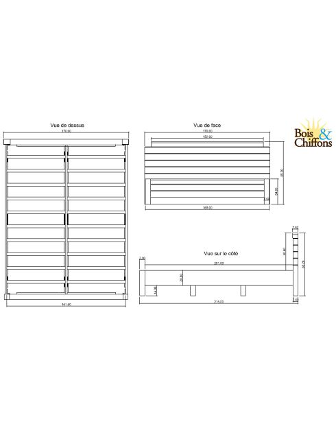 Lit 160 bois massif bicolore Manguier Herods Marron - 170x214x86 cm