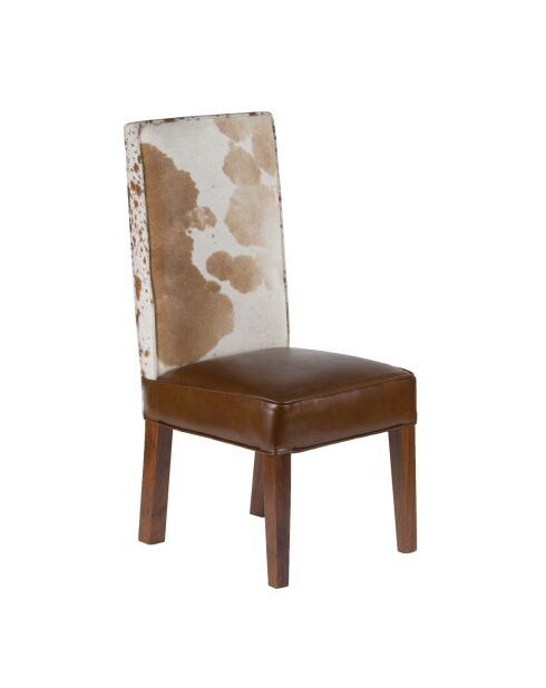 Chaise à haut dossier en peau de vache Acacia Savage Naturel - 46x50x109 cm