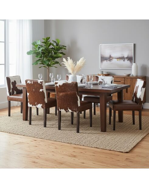 Chaise à haut dossier en peau de vache Acacia Savage Naturel - 46x50x109 cm