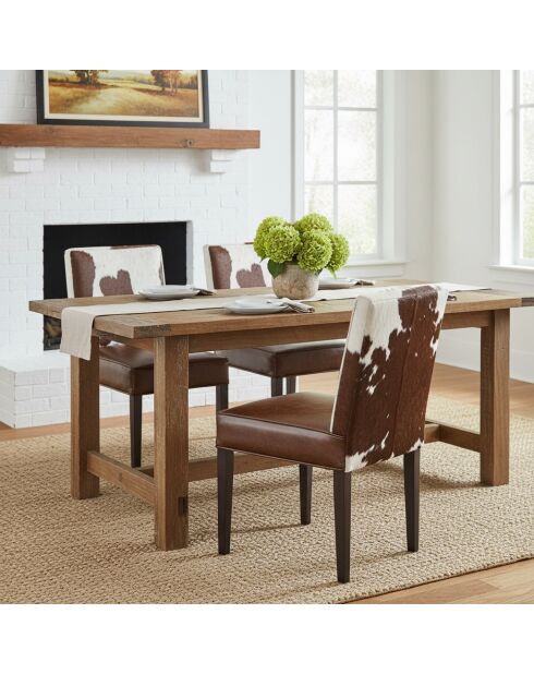 Chaise à haut dossier en peau de vache Acacia Savage Naturel - 46x50x109 cm