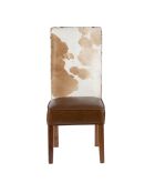 Chaise à haut dossier en peau de vache Acacia Savage Naturel - 46x50x109 cm