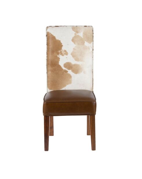 Chaise à haut dossier en peau de vache Acacia Savage Naturel - 46x50x109 cm