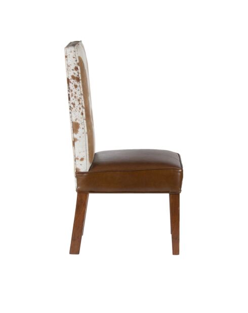 Chaise à haut dossier en peau de vache Acacia Savage Naturel - 46x50x109 cm