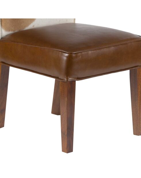 Chaise à haut dossier en peau de vache Acacia Savage Naturel - 46x50x109 cm
