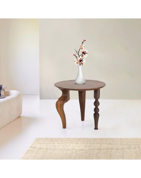 Bout de canapé rond Manguier Ramon Naturel - 60x60x50 cm