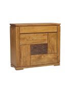 Comptoir bar bois sculpté bicolore Acacia Maya Naturel - 120x45x110 cm