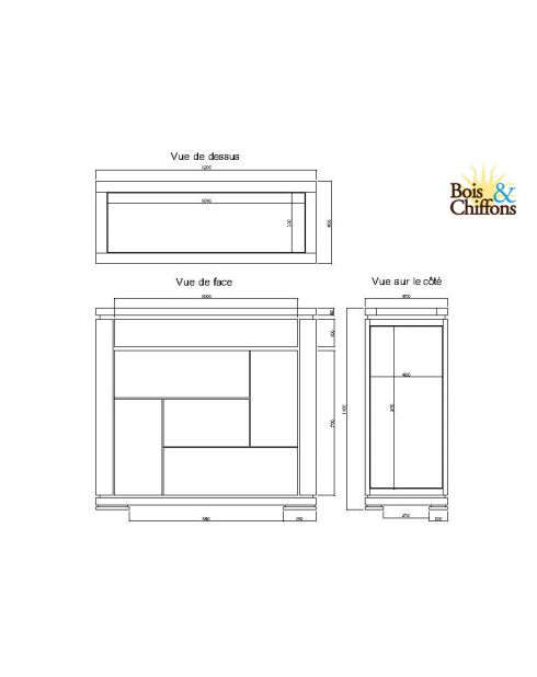 Comptoir bar bois sculpté bicolore Acacia Maya Naturel - 120x45x110 cm