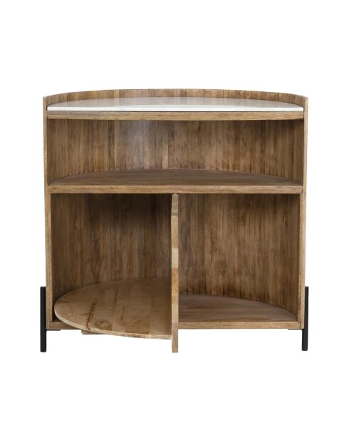 Bar demi lune plateau marbre blanc Manguier Kfir II Marron - 100x55x100 cm