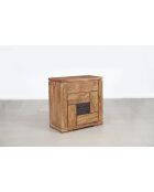 Confiturier bois sculpté bicolore 1P 1T Acacia Maya Beige - 77x40x80 cm