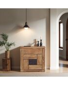 Confiturier bois sculpté bicolore 1P 1T Acacia Maya Beige - 77x40x80 cm