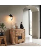 Confiturier bois sculpté bicolore 1P 1T Acacia Maya Beige - 77x40x80 cm