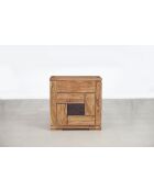 Confiturier bois sculpté bicolore 1P 1T Acacia Maya Beige - 77x40x80 cm