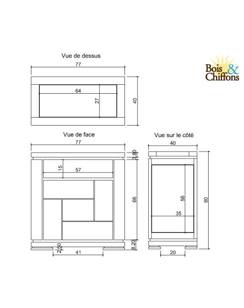 Confiturier bois sculpté bicolore 1P 1T Acacia Maya Beige - 77x40x80 cm