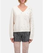 Pull écru en mélange de cachemire avec étoiles