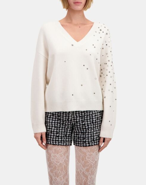 Pull écru en mélange de cachemire avec étoiles
