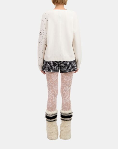 Pull écru en mélange de cachemire avec étoiles