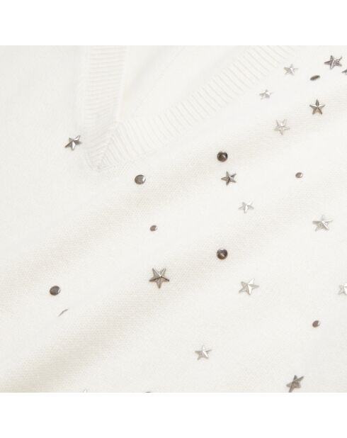 Pull écru en mélange de cachemire avec étoiles