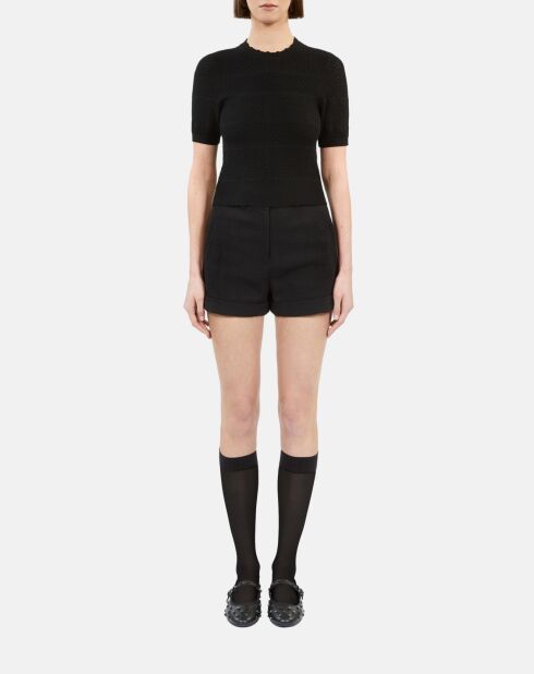 Pull en maille ajourée noir