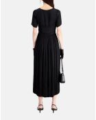 Robe longue noire avec détails en dentelle