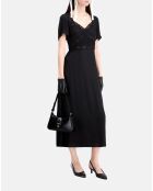 Robe longue noire avec détails en dentelle