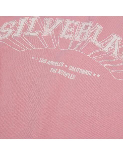 T-shirt clair avec sérigraphie rose doux