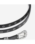 Ceinture fine double tour en cuir noire