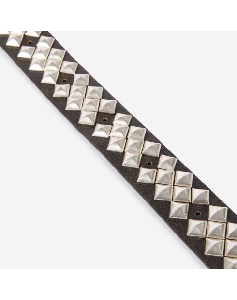 Ceinture cloutée en cuir marron