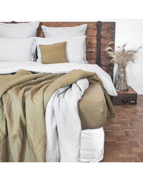 Parure de lit en lin lavé 1 place jaune 140x200 cm