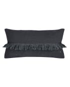 Coussin en lin frangé noir 30x60cm