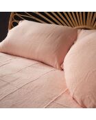 Drap housse en lin lavé rose 140x200cm
