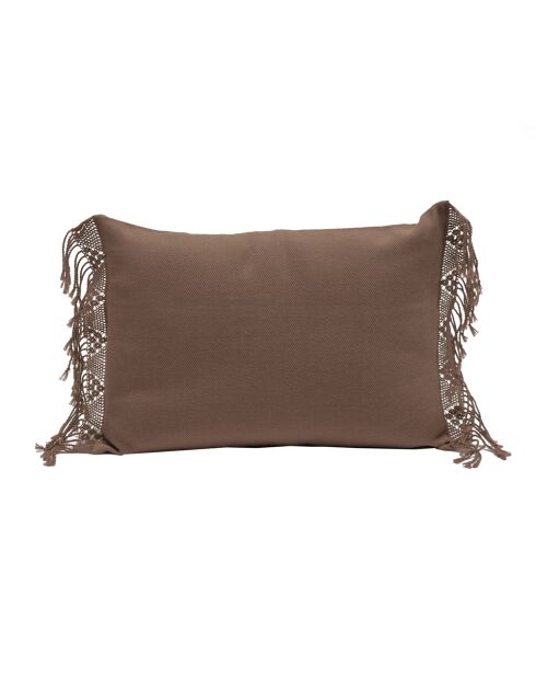 Coussin artisanal en laine & alpaga marron 40x60 cm