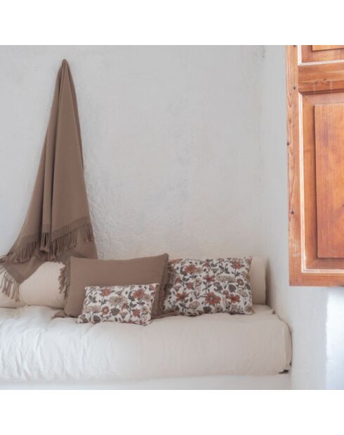 Coussin artisanal en laine & alpaga marron 40x60 cm