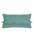 Coussin en lin frangé bleu 30x60cm
