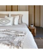 Plaid en laine motif kilim beige 140x200 cm