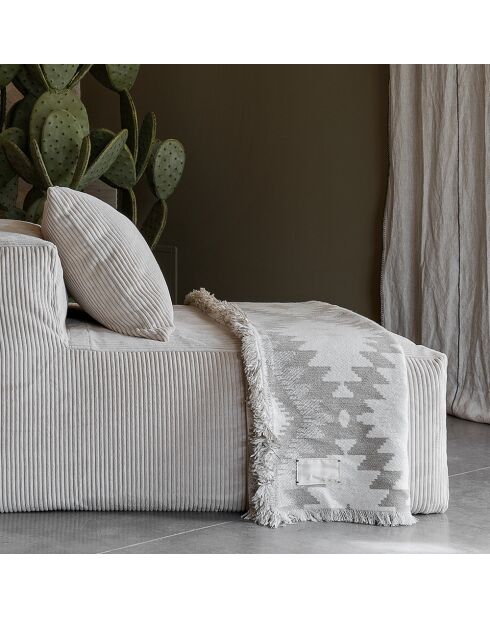 Plaid en laine motif kilim beige 140x200 cm