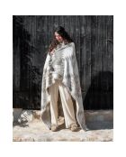 Plaid en laine motif kilim beige 140x200 cm